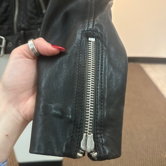 All Saints Black Leather Biker jacket - Picture 14 of 16